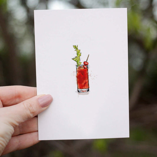 A Bloody Mary Cocktail illustration on a greetings card