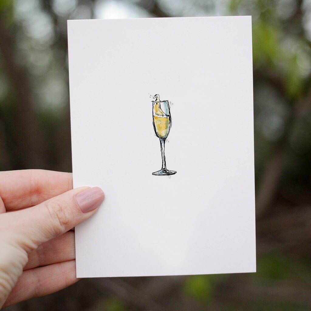 Champagne Illustration Card - memorology