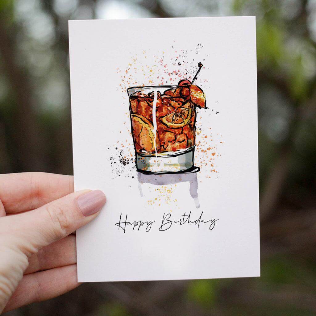 Old Fashioned Cocktail Birthday Card - memorology