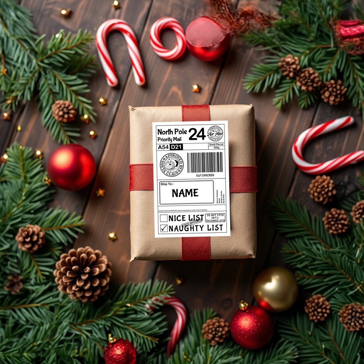 Personalised Santa Postage Label | North Pole Gift Sticker - memorology