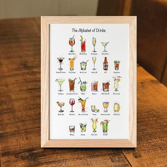 The Alphabet of Drinks A4 Print - memorology