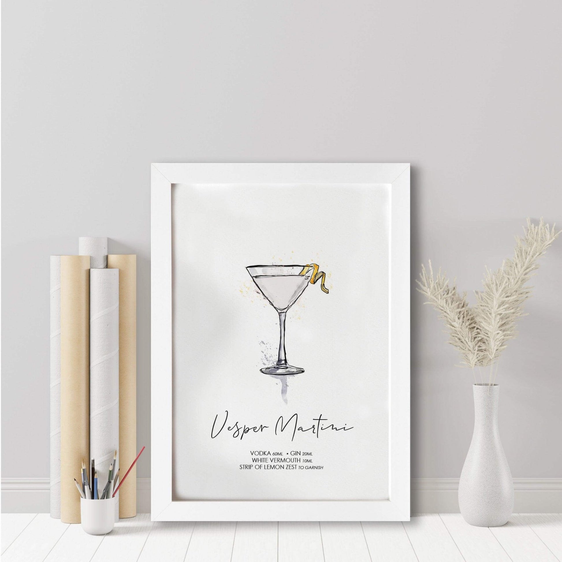 Vesper Martini cocktail recipe print - memorology