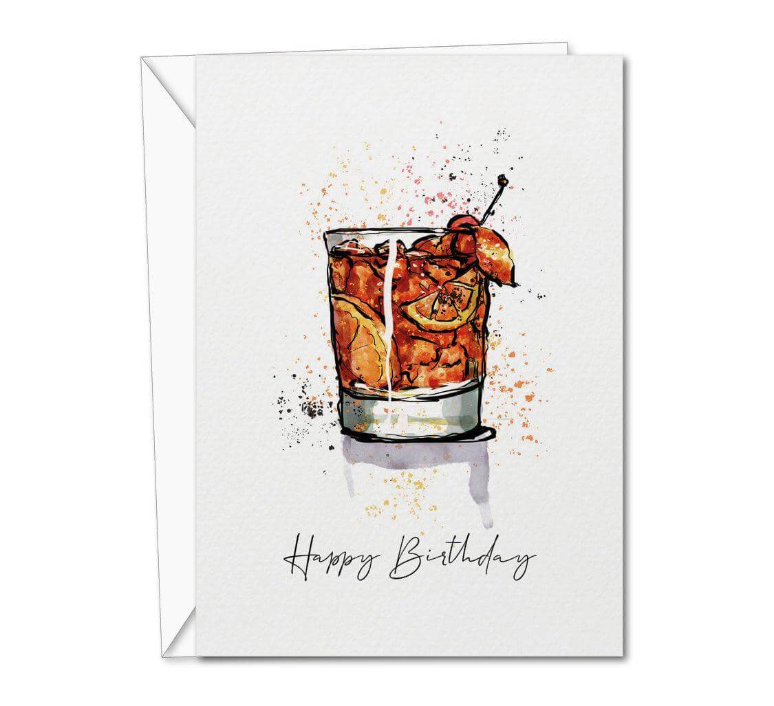 Old Fashioned Cocktail Birthday Card