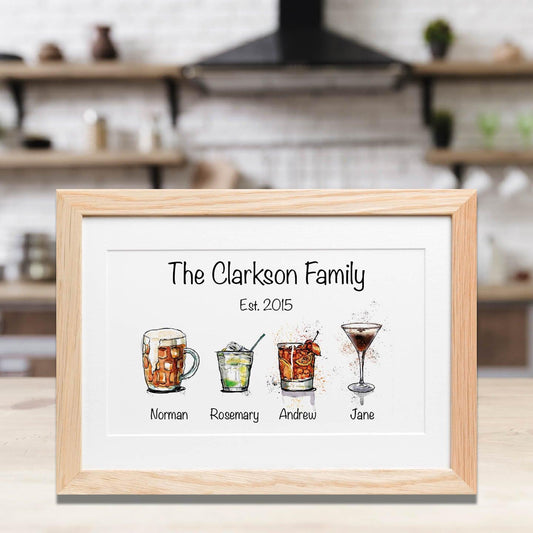 Family of drinks personalised print